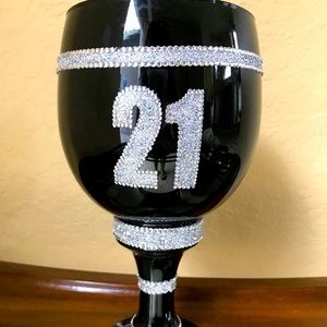 21st Birthday Glass Bedazzled Cup/Chalice